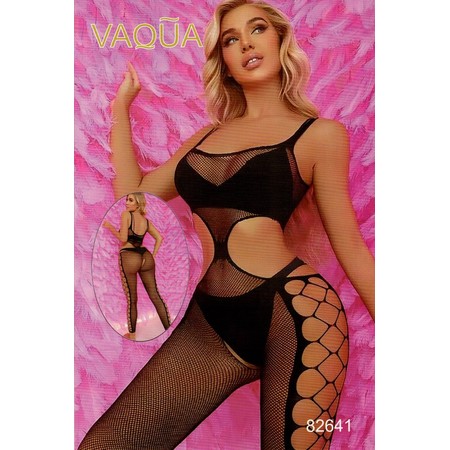 VAQUA Black Mesh X-Back Bodysuit