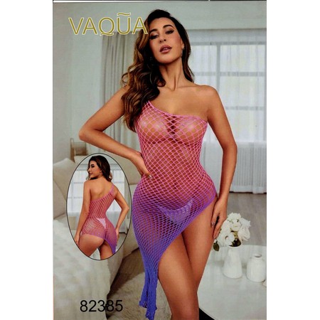 שמלת רשת סקסית סגולה VAQUA 82385
