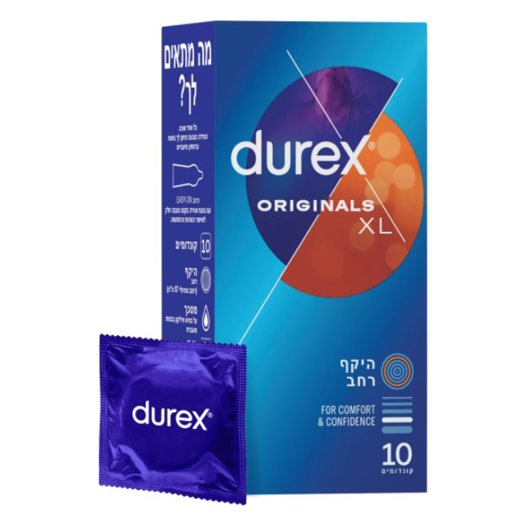 10 קונדומים רחבים Durex originals XL