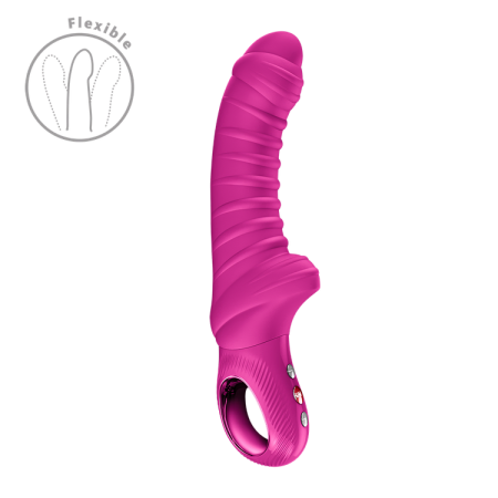 Tiger ויברטור חדירה ורוד מעוקל עם חריצים Fun Factory