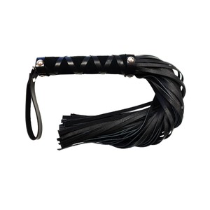 Short Leather Flogger With Studs