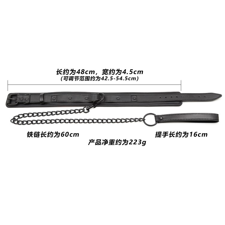 קולר נאופרן שחור עם רצועת מתכת שחורה