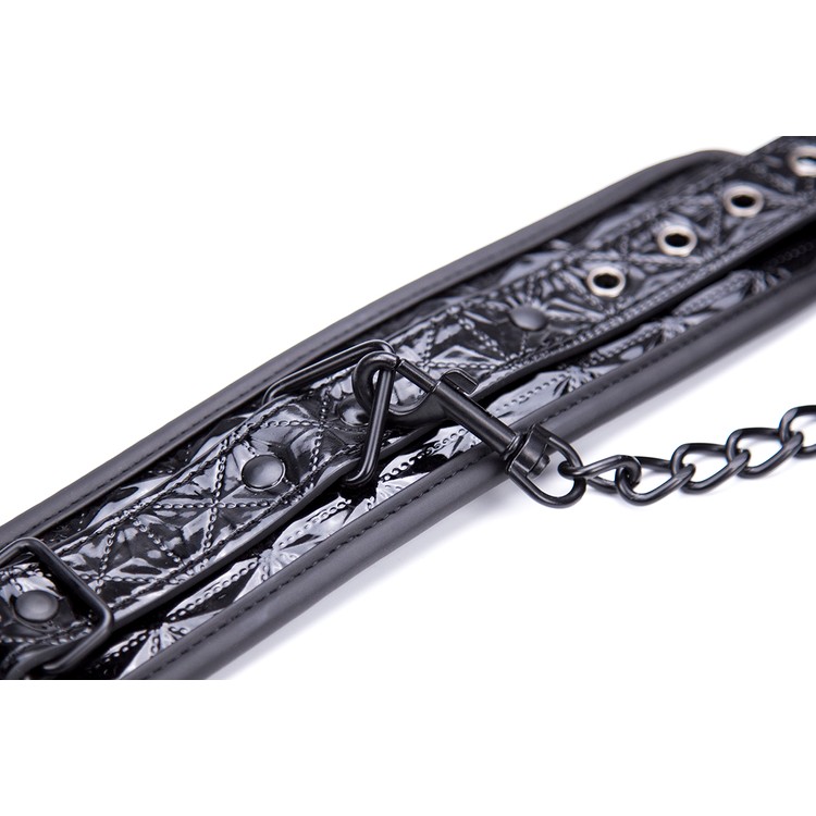 אזיקי ידיים משובץ שחור מבריק