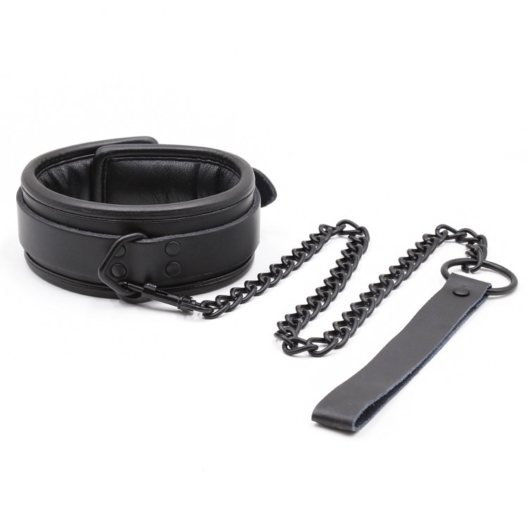 קולר מרופד שחור רצועה