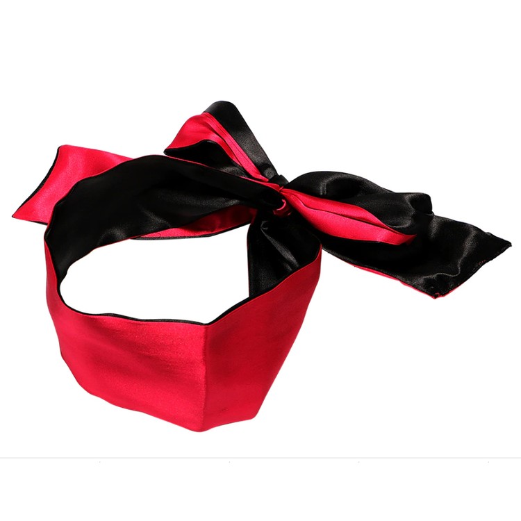 כיסוי עיניים מסטן דו צדדי שחור/אדום ארגמני