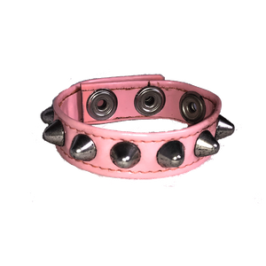 טבעת ניטים ורודה / דמוי עור