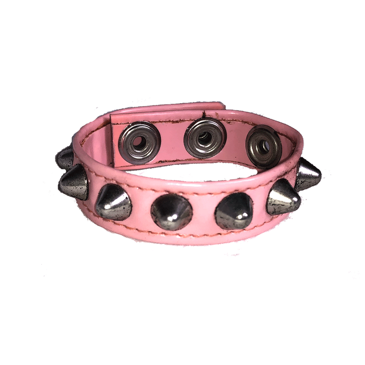 טבעת ניטים ורודה / דמוי עור