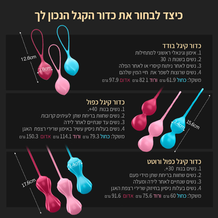 SATISFYER BALLS - סט כדורי קגל ב - 3 משקלים רוטטים