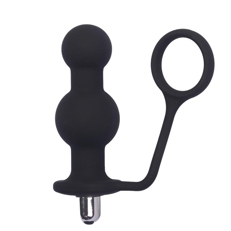 זוג כדורים אנאלים רוטטים עם טבעת מסיליקון