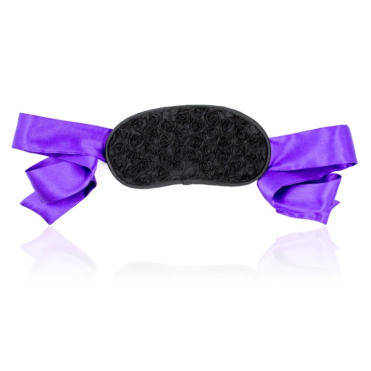 כיסוי עיניים שושנים עם קשירת סרט סטן סגול