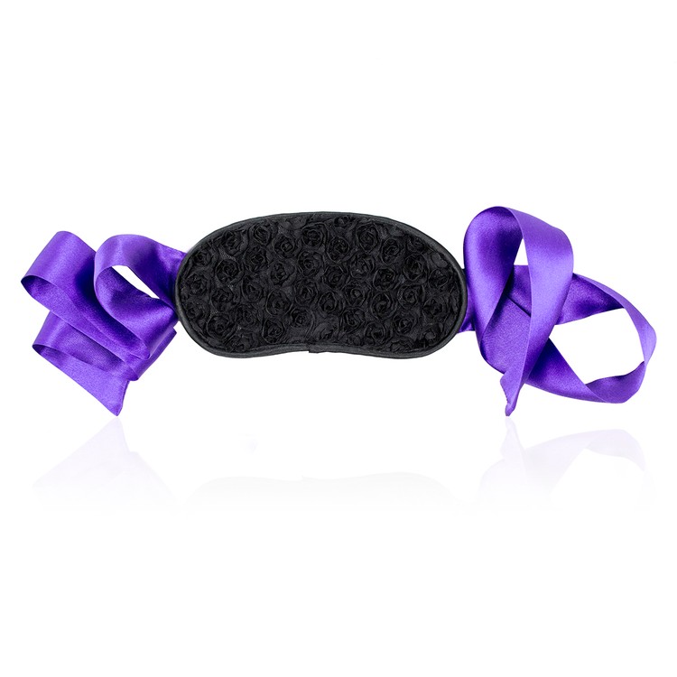 כיסוי עיניים שושנים עם קשירת סרט סטן סגול