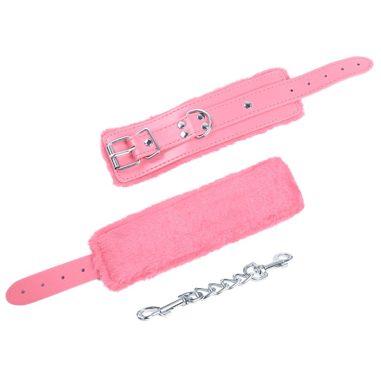 אזיקי ידיים ורודים עם פרווה  ואבזמים