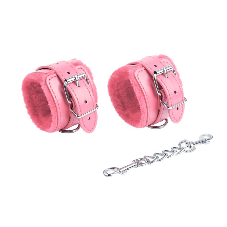 אזיקי ידיים ורודים עם פרווה  ואבזמים