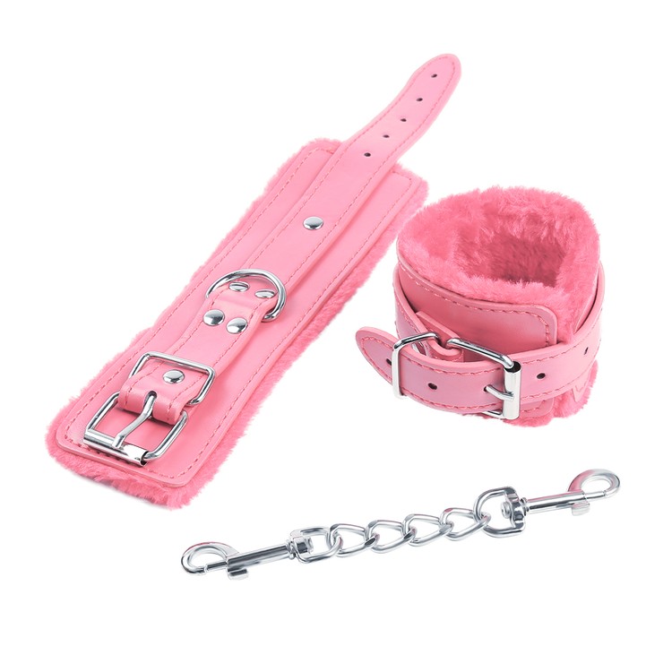 אזיקי ידיים ורודים עם פרווה  ואבזמים