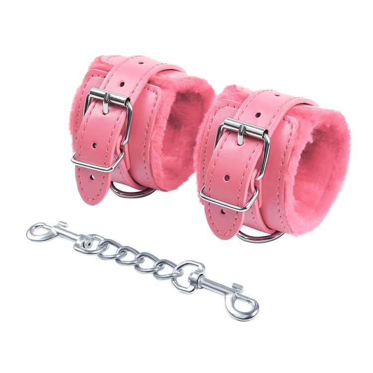 אזיקי ידיים ורודים עם פרווה  ואבזמים