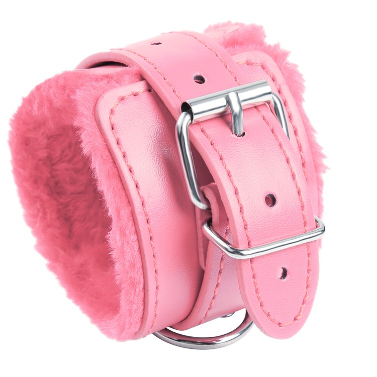 אזיקי ידיים ורודים עם פרווה  ואבזמים