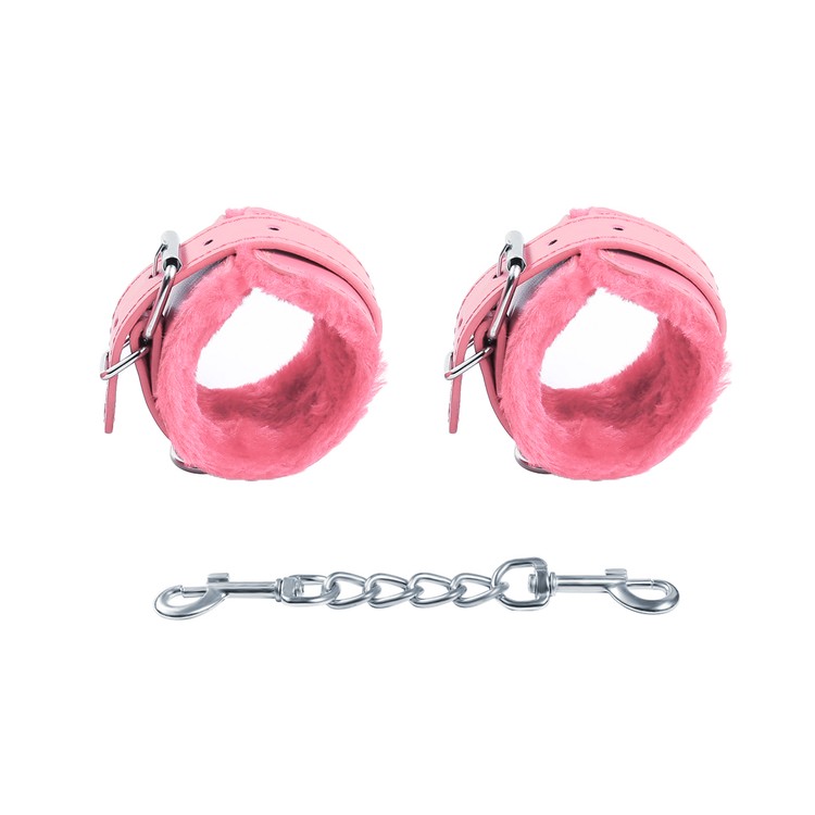 אזיקי ידיים ורודים עם פרווה  ואבזמים