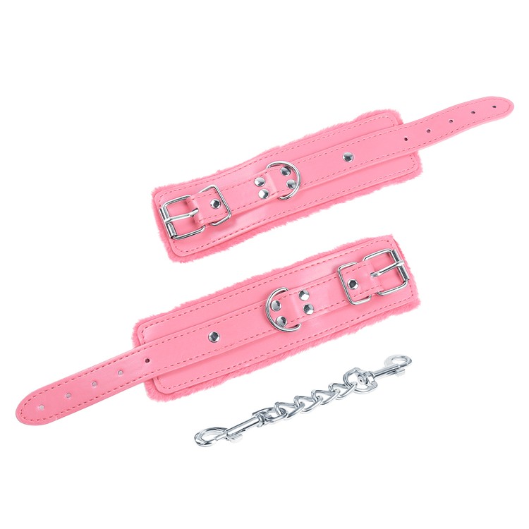 אזיקי ידיים ורודים עם פרווה  ואבזמים