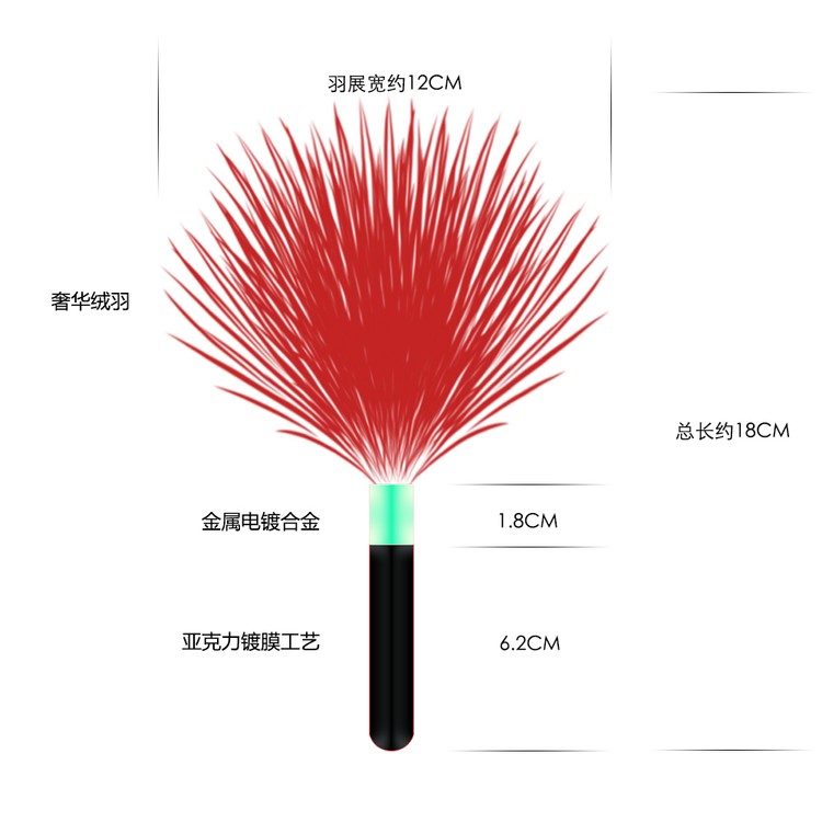 נוצת דגדוג עם מוט שחור מעוטר בזהב