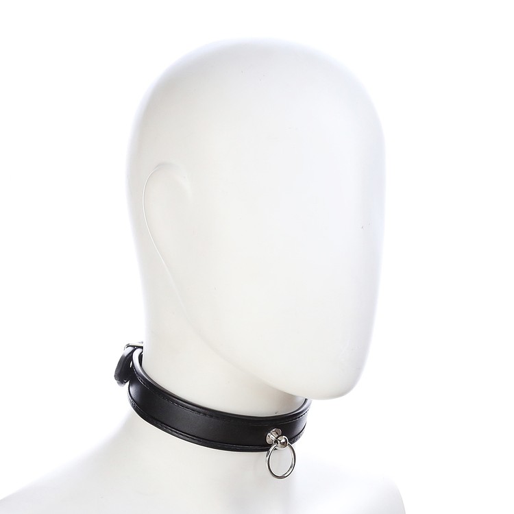 קולר דק שחור עם אבזם וטבעת O