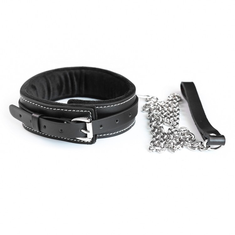 קולר שחור מרוקע ביהלומים  ורצועת מתכת