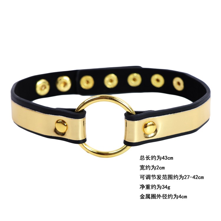 קולר צר מוזהב עם טבעת O מוזהבת