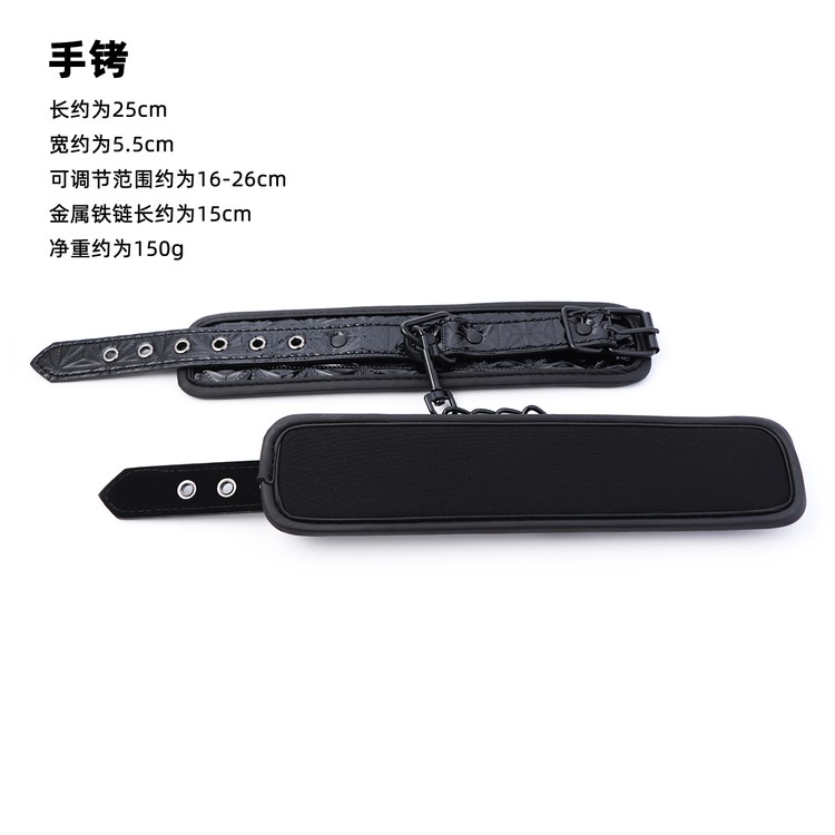 אזיקי ידיים משובץ שחור מבריק