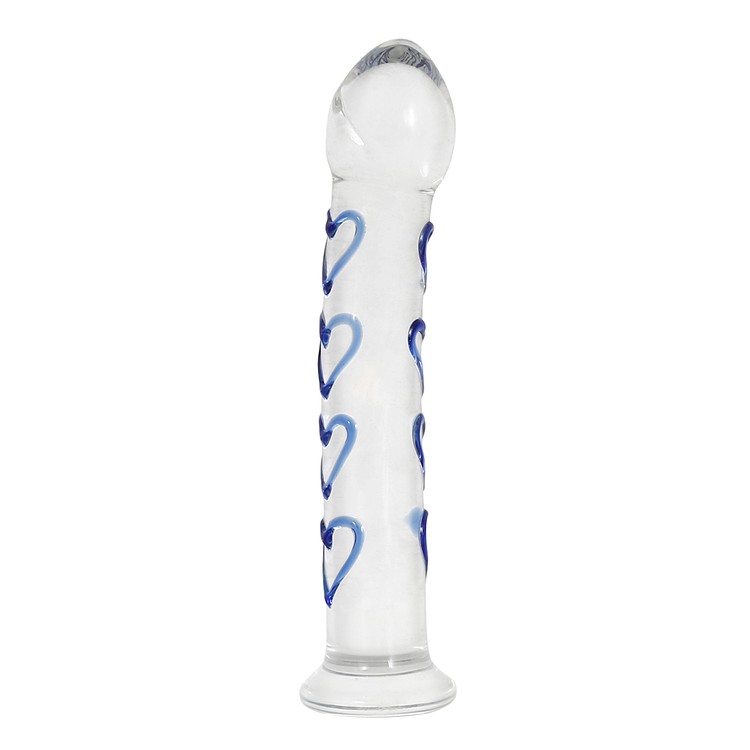 דילדו זכוכית לבבות 16 סמ