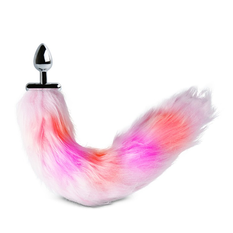 פלאג מתכת עם זנב ורוד ארוך+LED