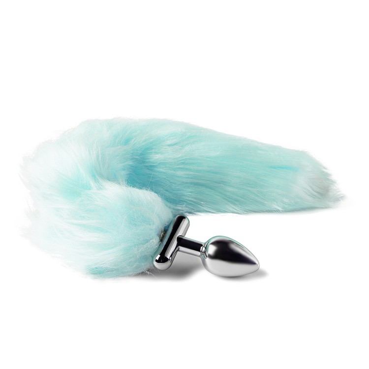 פלאג מתכת עם זנב תכלת ארוך+LED