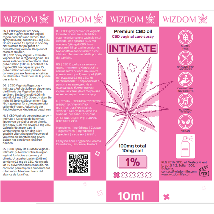 תרסיס שמן CBD עיסוי אינטימי וגינאלי WIZDOM