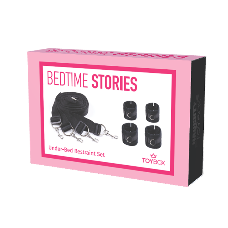 סט קשירה למיטה שחור עם אזיקי קטיפה 'בד טיים סטורי'