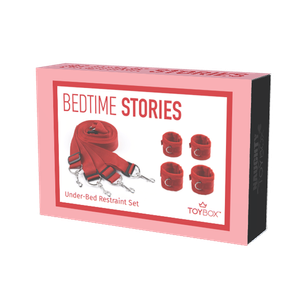 סט קשירה למיטה אדום עם אזיקי קטיפה Bedtime Stories