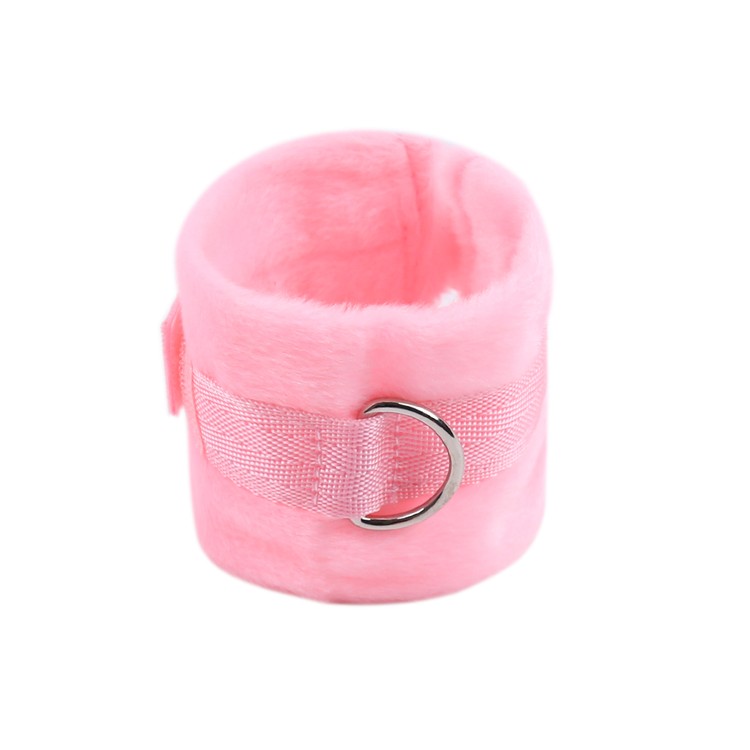 סט קשירה למיטה ורוד עם אזיקי קטיפה Bedtime Stories