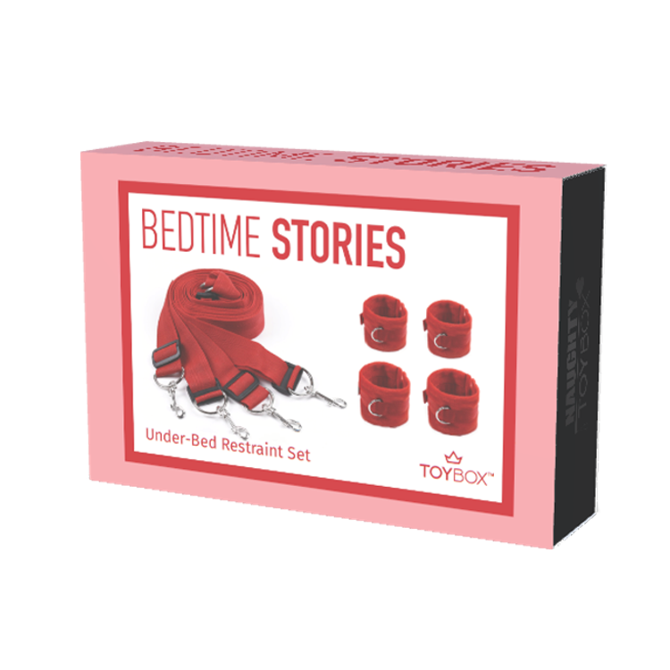 סט קשירה למיטה ורוד עם אזיקי קטיפה Bedtime Stories