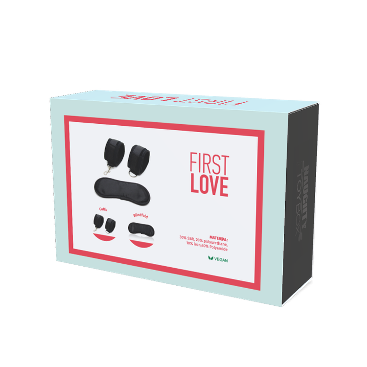 ערכת אזיקי נאופרן וכיסוי עיניים 'פירסט לאב'