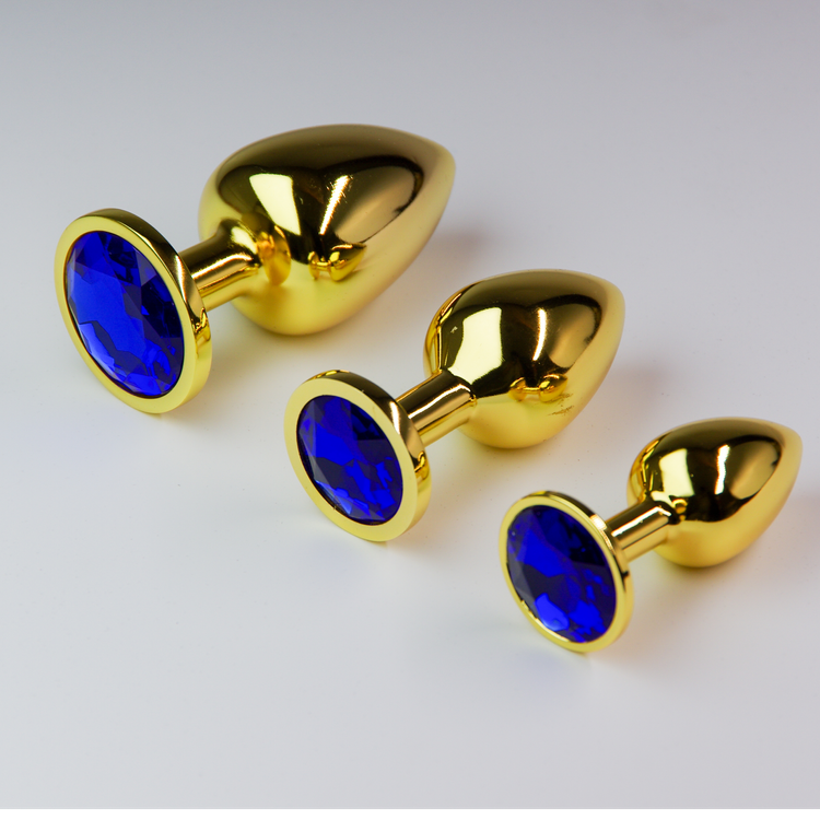 פלאג מתכת זהובה יהלום כחול כהה