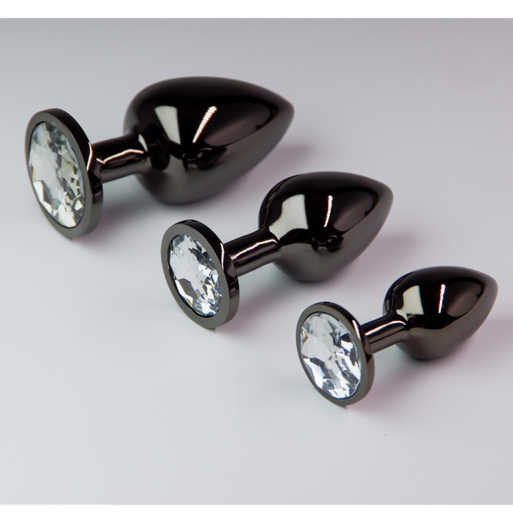 פלאג מתכת שחורה יהלום שקוף