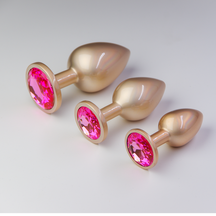 פלאג מתכת פנינה גולד יהלום ורוד