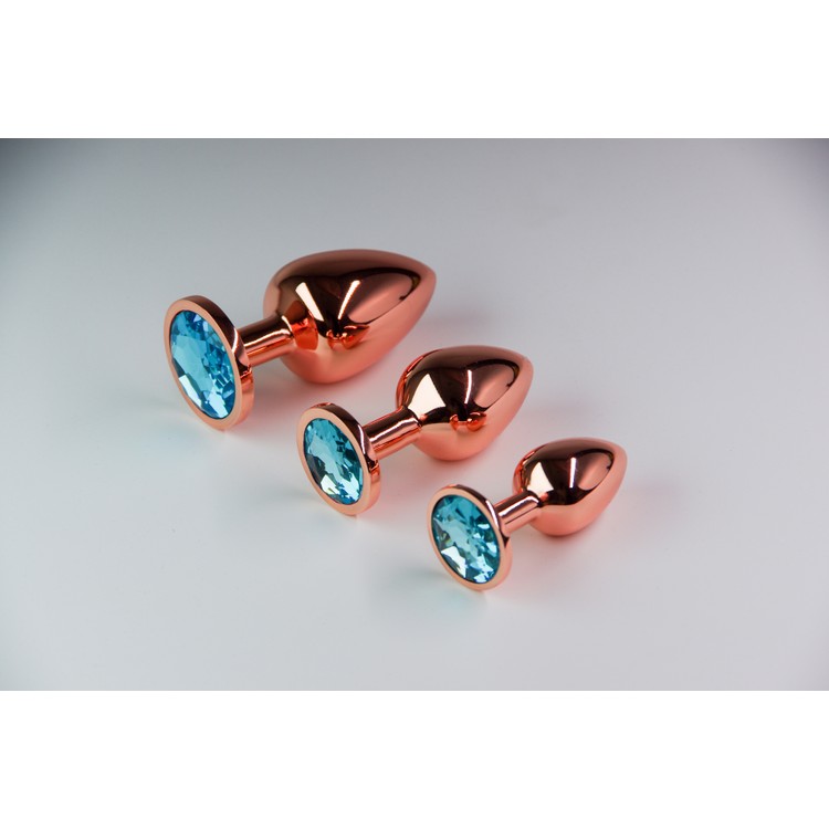 פלאג מתכת רוז גולד יהלום כחול מים עמוקים