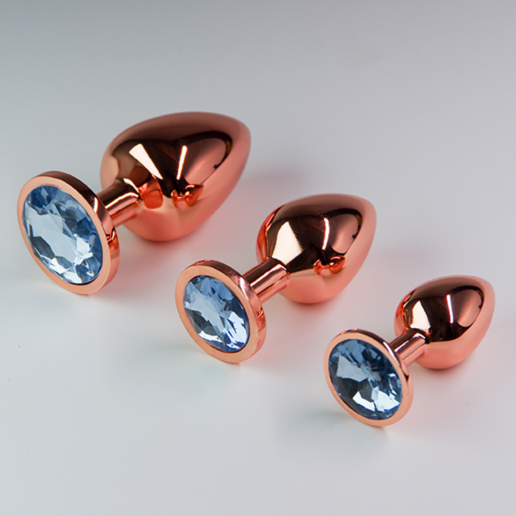 פלאג מתכת רוז גולד יהלום תכלת