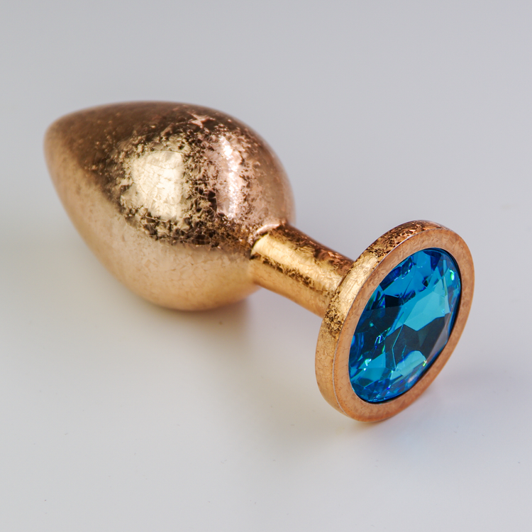 פלאג מתכת זהובה פרוסטי יהלום כחול אקווה