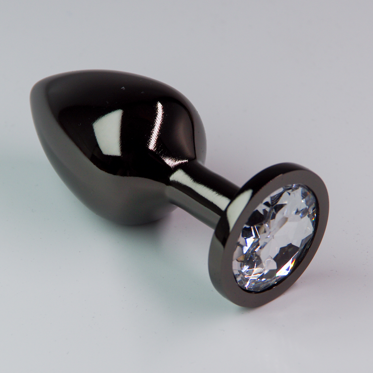 פלאג מתכת שחורה יהלום שקוף