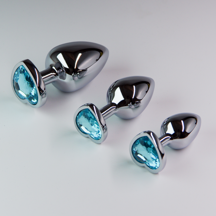 פלאג מתכת יהלום לב כחול אקווה