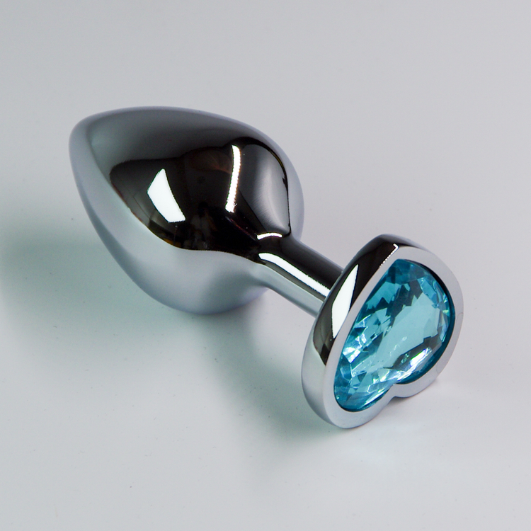 פלאג מתכת יהלום לב כחול אקווה