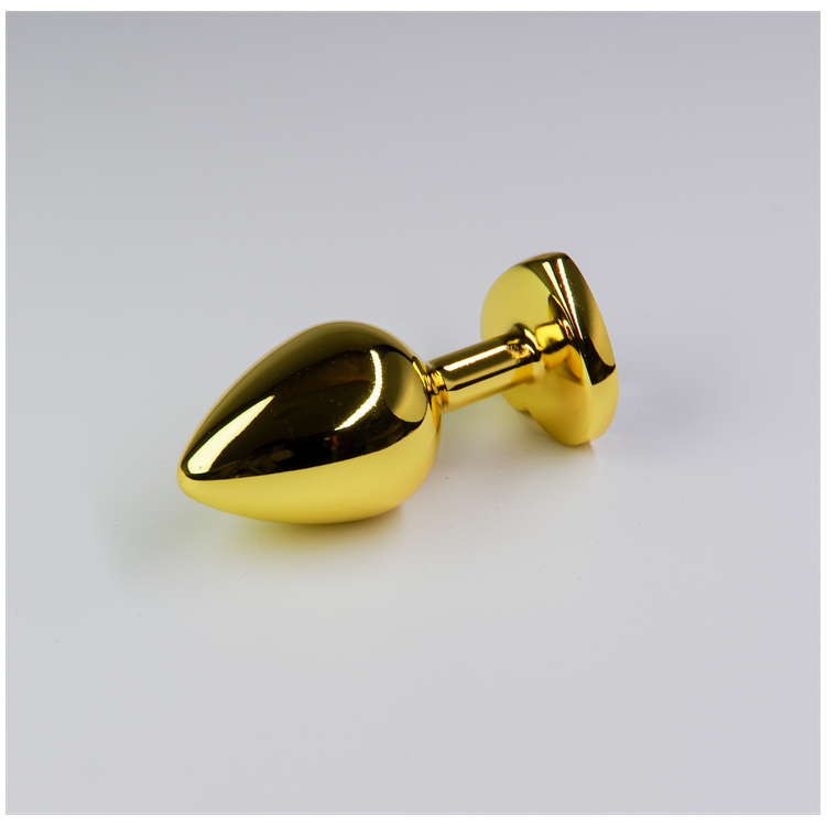 פלאג מתכת זהובה יהלום לב שקוף