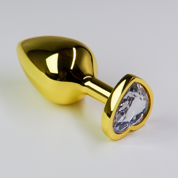 פלאג מתכת זהובה יהלום לב שקוף