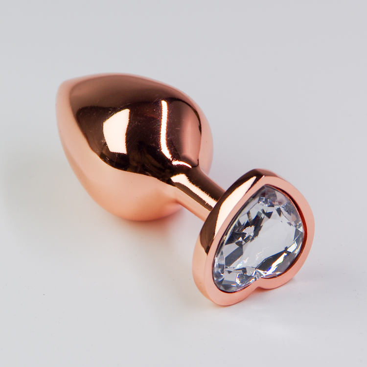 פלאג מתכת זהובה יהלום לב תכלת