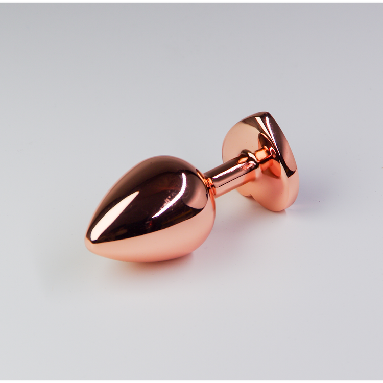 פלאג מתכת רוז גולד יהלום לב סגול כהה