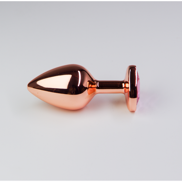 פלאג מתכת רוז גולד יהלום לב ורוד